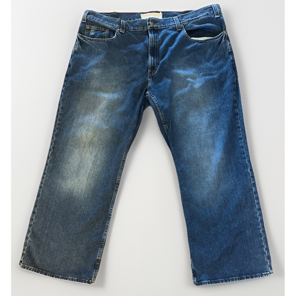 Perry Ellis Relaxed Straight All Cotton Denim Blue Jeans Men's Size 42x30